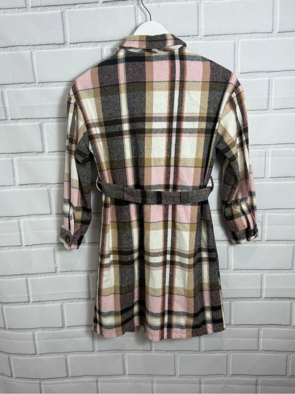 SHEIN Girls Plaid Belted Shirt Dress | Size 10Y | Button Front Long Sleeve